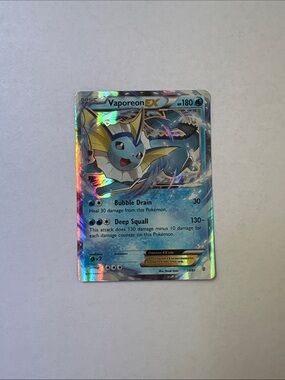 Pokemon Vaporeon EX Holographic Blue Water Trading Card